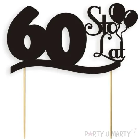 topper papierowy urodziny 60 czarna 17 cm