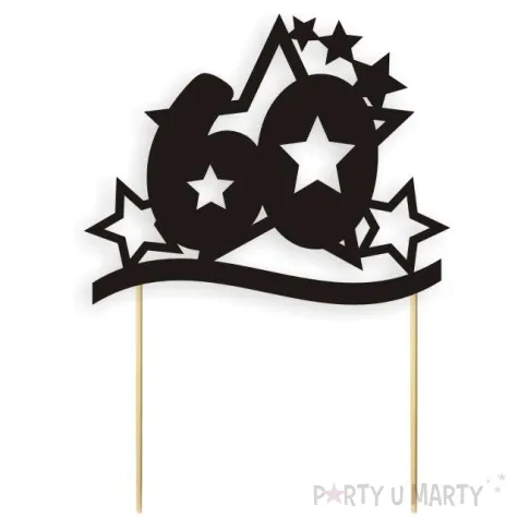 topper papierowy urodziny 60 stars czarna 17 cm