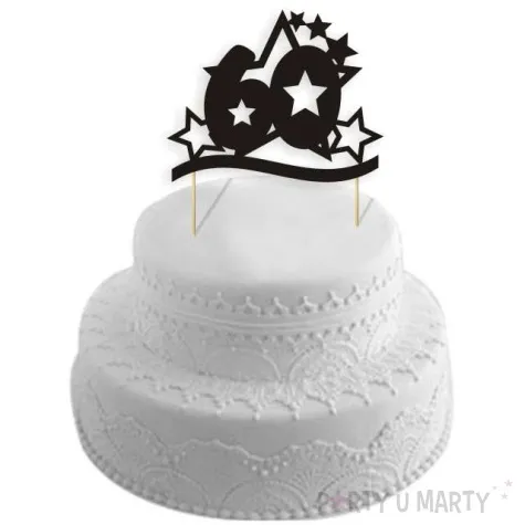 topper papierowy urodziny 60 stars czarna 17 cm