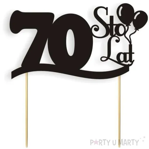 topper papierowy urodziny 70 czarna 17 cm
