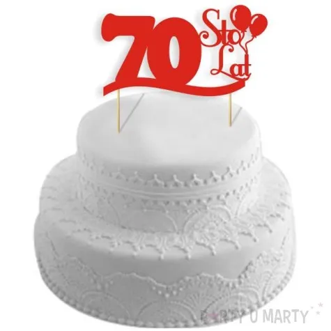 topper papierowy urodziny 70 czerwona 17 cm