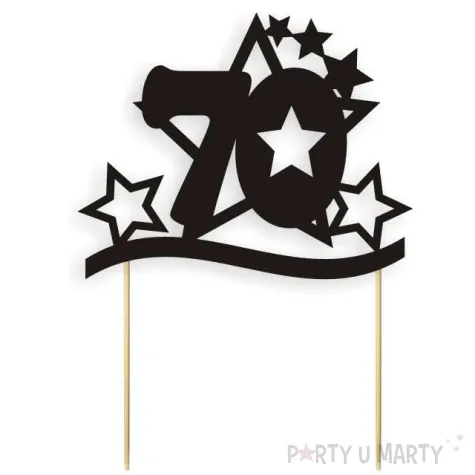 topper papierowy urodziny 70 stars czarna 17 cm