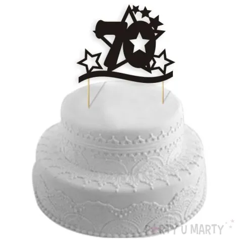 topper papierowy urodziny 70 stars czarna 17 cm