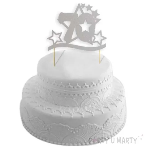 topper papierowy urodziny 70 stars srebrna 17 cm
