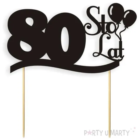 topper papierowy urodziny 80 czarna 17 cm