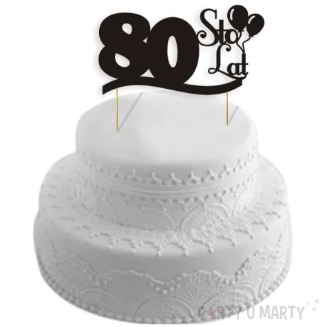 topper papierowy urodziny 80 czarna 17 cm