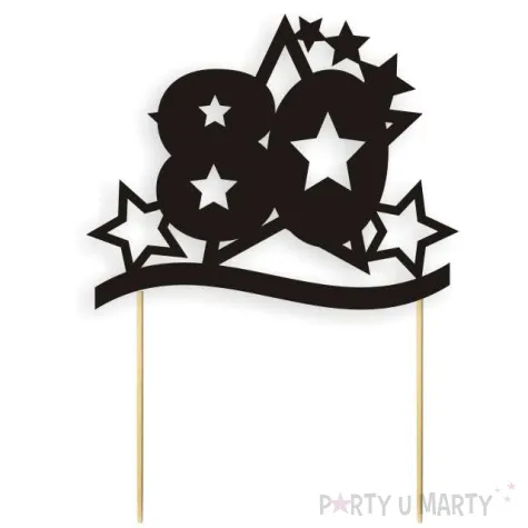topper papierowy urodziny 80 stars czarna 17 cm