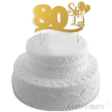 topper papierowy urodziny 80 zlota 17 cm