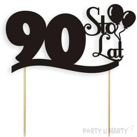 topper papierowy urodziny 90 czarna 17 cm