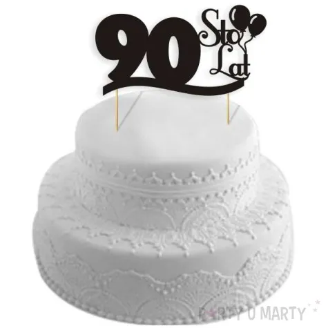 topper papierowy urodziny 90 czarna 17 cm