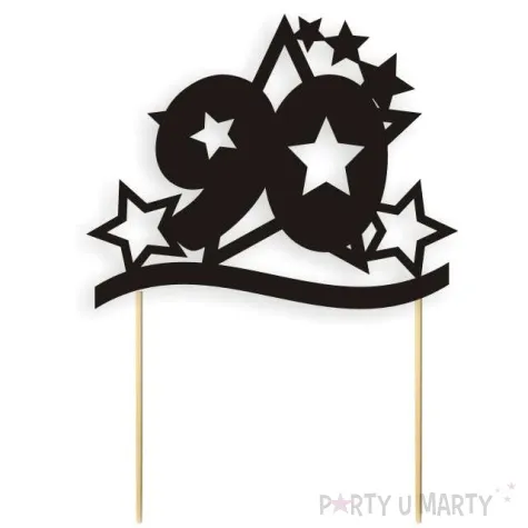 topper papierowy urodziny 90 stars czarny 17 cm