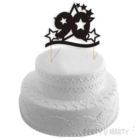 topper papierowy urodziny 90 stars czarny 17 cm