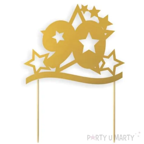 topper papierowy urodziny 90 stars zlota 17 cm