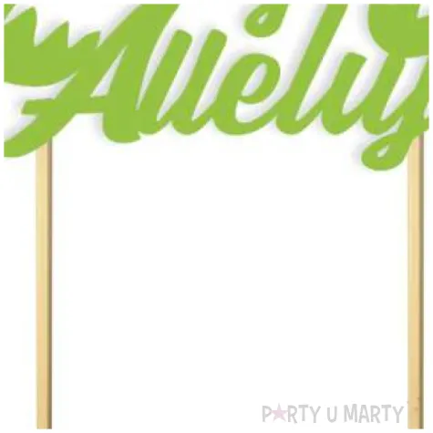 topper papierowy wesolego alleluja z kurczakiem zielony 15 cm