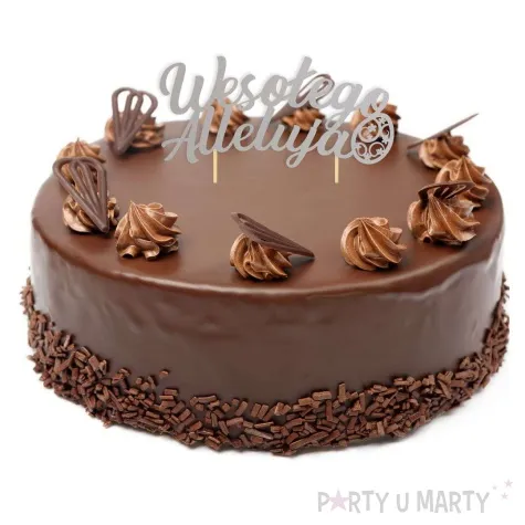 topper papierowy wesolego alleluja z pisanka srebrny 16 cm