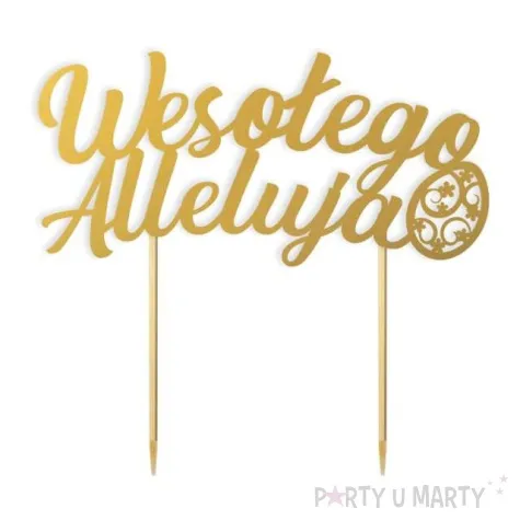 topper papierowy wesolego alleluja z pisanka zloty 16 cm