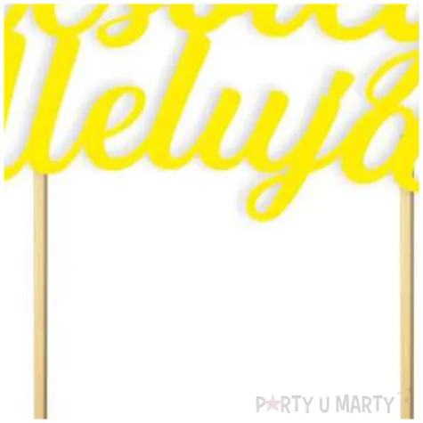 topper papierowy wesolego alleluja z pisanka zolty 16 cm