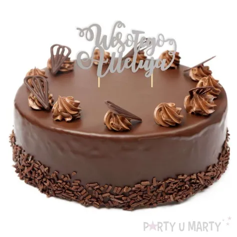 topper papierowy wesolego alleluja z zawijasem srebrny 17 5 cm