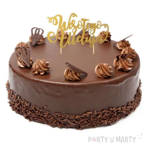 topper papierowy wesolego alleluja z zawijasem zloty 17 5 cm