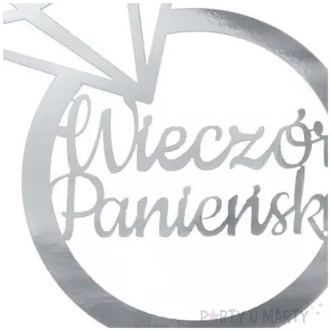 topper papierowy wieczor panienski diament srebrny partycollection 14 x 33 cm