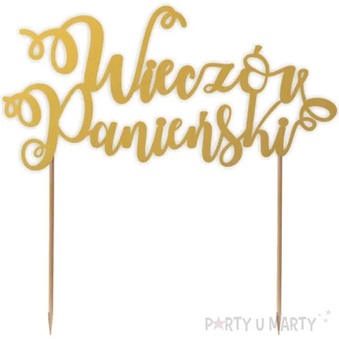 topper papierowy wieczor panienski zakrecony zloty 16 5 x 16 cm