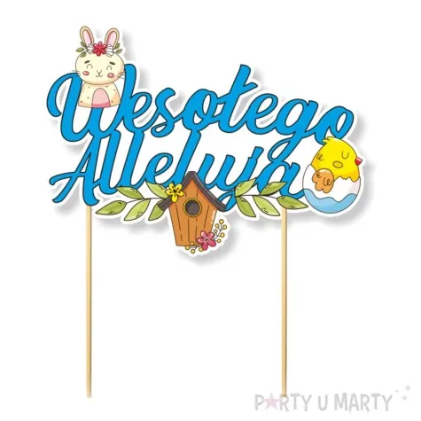 topper papierowy wielkanocna radosc wesolego alleluja niebieski 17x15 cm