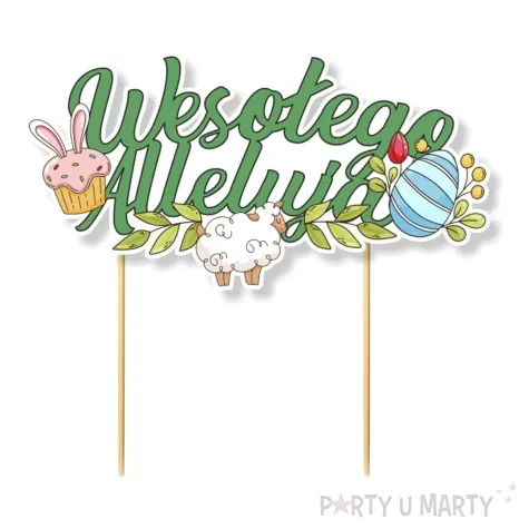 topper papierowy wielkanocna radosc wesolego alleluja zielony 17x15 cm