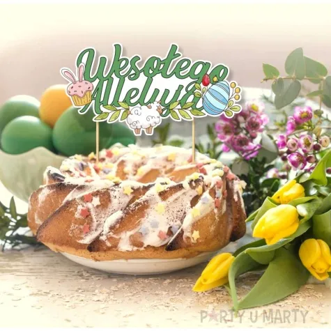 topper papierowy wielkanocna radosc wesolego alleluja zielony 17x15 cm