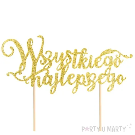 topper papierowy wszystkiego najlepszego zlota partypal 19 cm