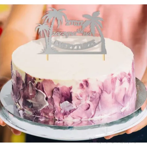 topper papierowy zycie zaczyna sie na emeryturze hamak srebrny 16 x 17 cm