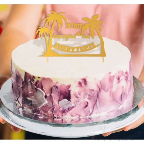 topper papierowy zycie zaczyna sie na emeryturze hamak zloty 16 x 17 cm