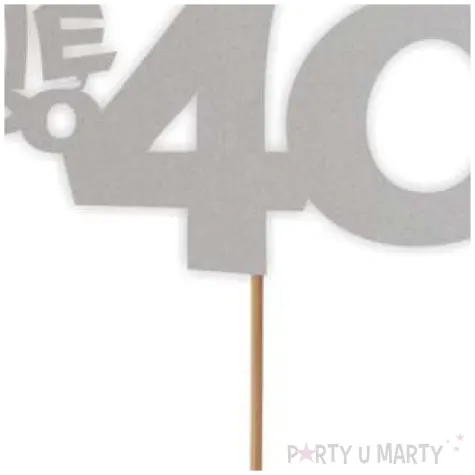 topper papierowy zycie zaczyna sie po 40 srebrny 13 x 17 cm