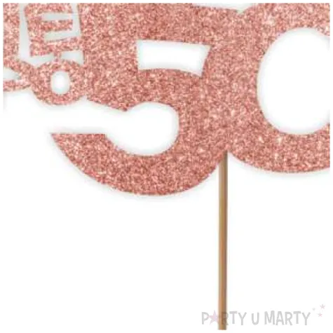 topper papierowy zycie zaczyna sie po 50 rose gold brokat 13 x 17 cm