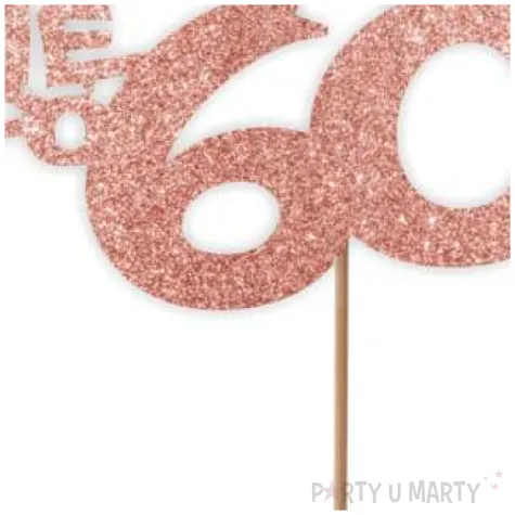 topper papierowy zycie zaczyna sie po 60 rose gold brokat 13 x 17 cm