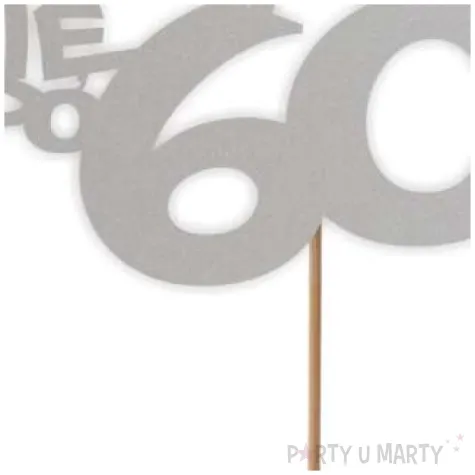 topper papierowy zycie zaczyna sie po 60 srebrny 13 x 17 cm