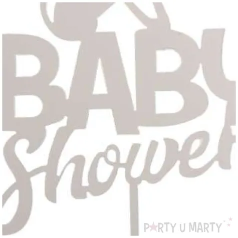 topper plastikowy baby shower smoczek srebrny dekora 16 cm