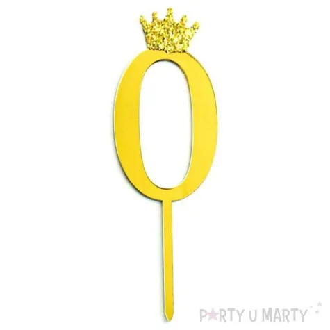 topper plastikowy cyfra 0 korona zlota partypal