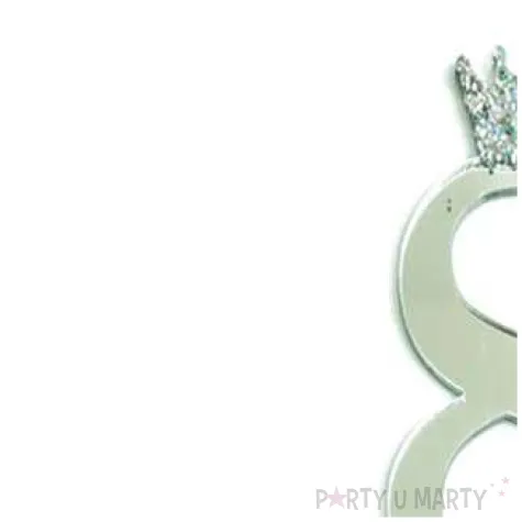 topper plastikowy cyfra 8 korona srebrna partypal