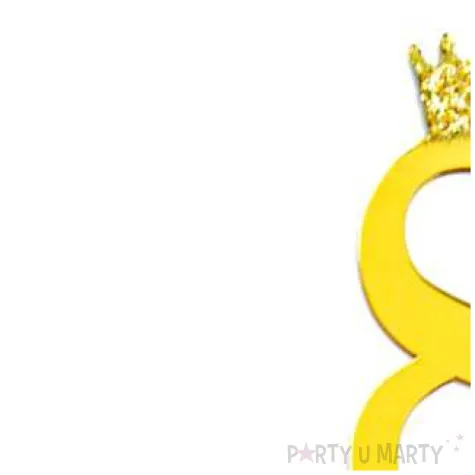 topper plastikowy cyfra 8 korona zlota partypal