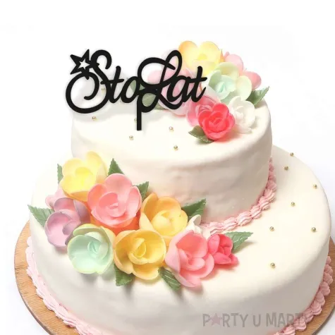 topper z pleksy 100 sto lat czarny 15x17 5 cm