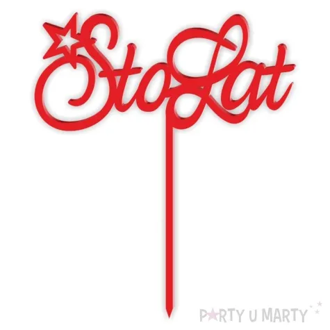 topper z pleksy 100 sto lat czerwony 15x17 5 cm