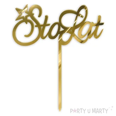 topper z pleksy 100 sto lat zloty lustrzany 15x17 5 cm