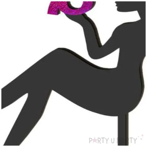 topper z pleksy 70 urodziny hot laska czarny roz holo 13 x 16 5 cm