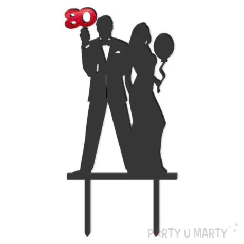 topper z pleksy 80 urodziny gentelmana czarny red holo 9 5 x 19 cm