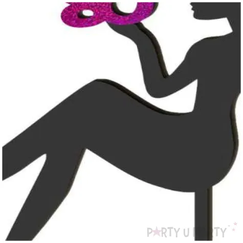 topper z pleksy 80 urodziny hot laska czarny roz holo 13 x 16 5 cm