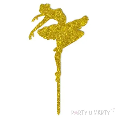 topper z pleksy baletnica zloty brokat 8 5x18 cm