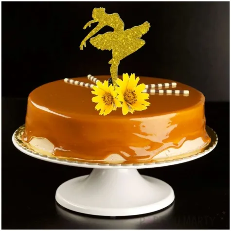 topper z pleksy baletnica zloty brokat 8 5x18 cm