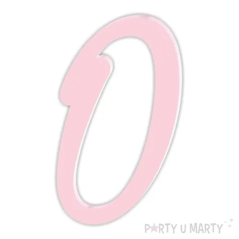topper z pleksy bok tortu cyfra 0 rozowy pastel 5 x 8 3 cm
