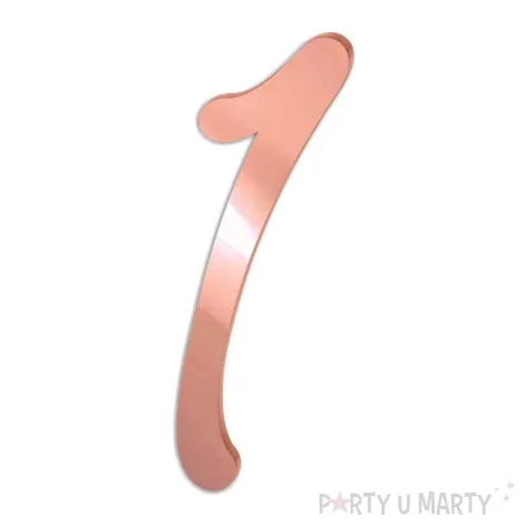 topper z pleksy bok tortu cyfra 1 rozowe zloto 3 2 x 8 3 cm
