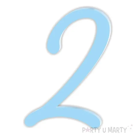 topper z pleksy bok tortu cyfra 2 niebieski pastel 6 x 8 3 cm
